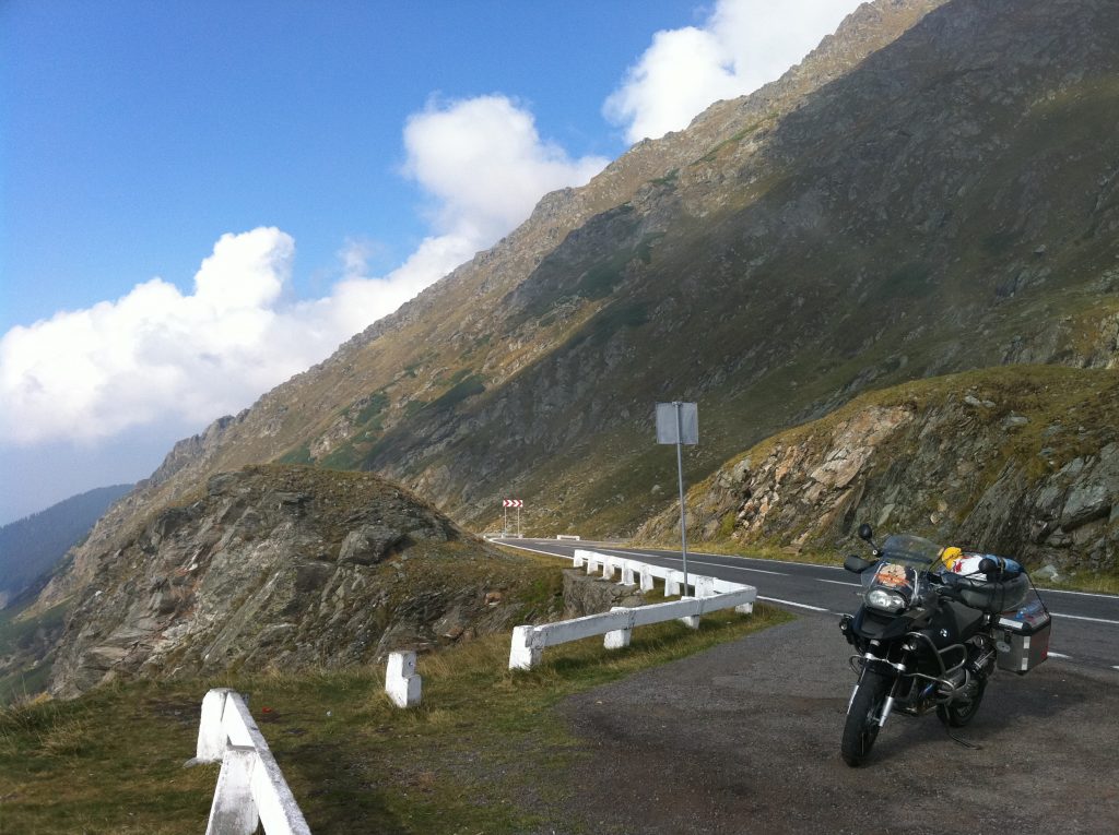 motorbike riding across mountains
