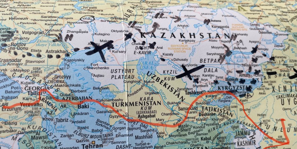 Route map kazakhstan silk road